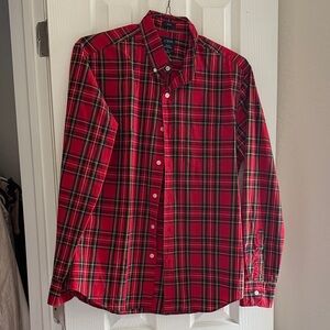 J. Crew Men's Red and Green Plaid Shirt